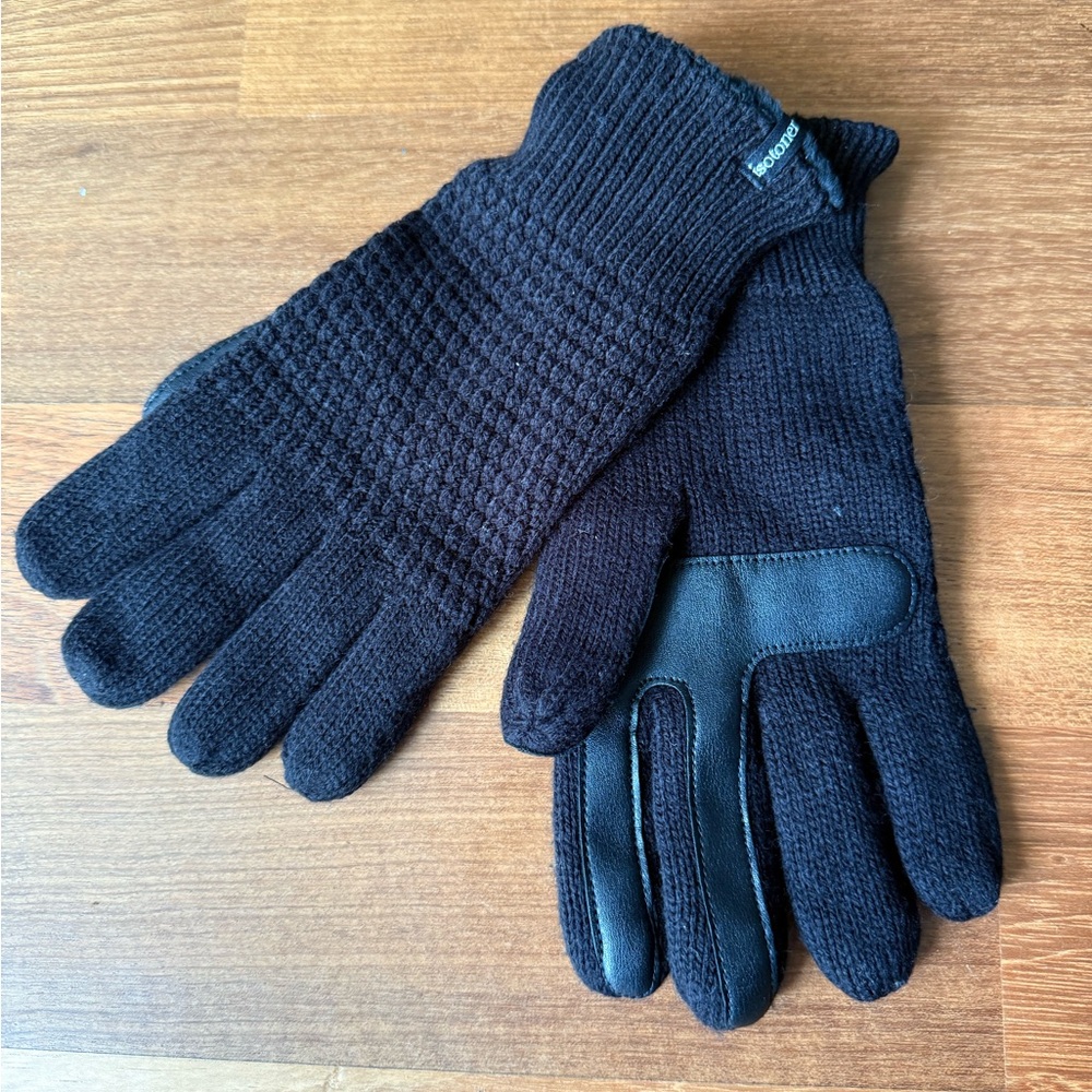 New Black Knit Gloves by Isotoner